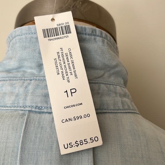 Chico’s Light Wash Jean Shirt - Picture 7 of 10